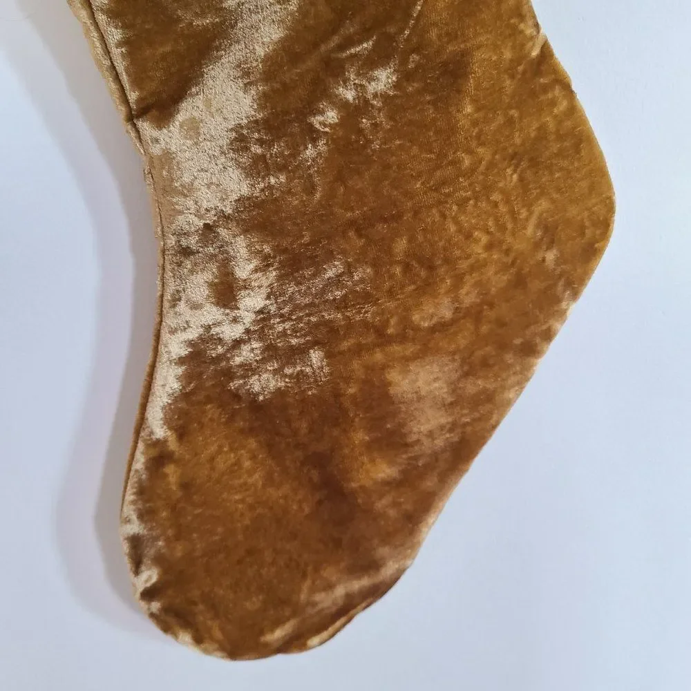 Target Elegant Gold Holiday Stocking Beaded Satin Brushed Velvet Look NEW NWT